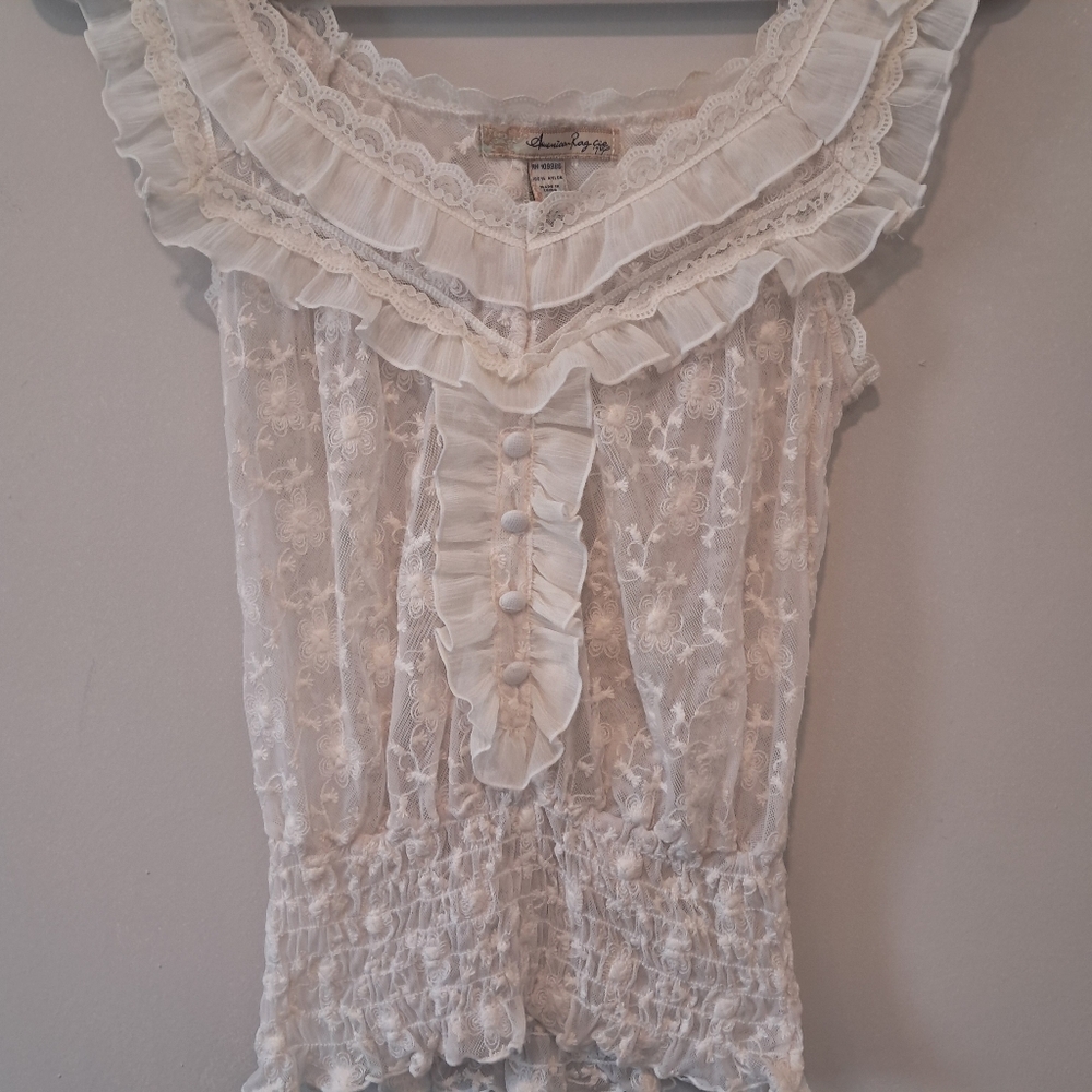 American Rag White Ruffled Tank Top - Picture 2 of 7